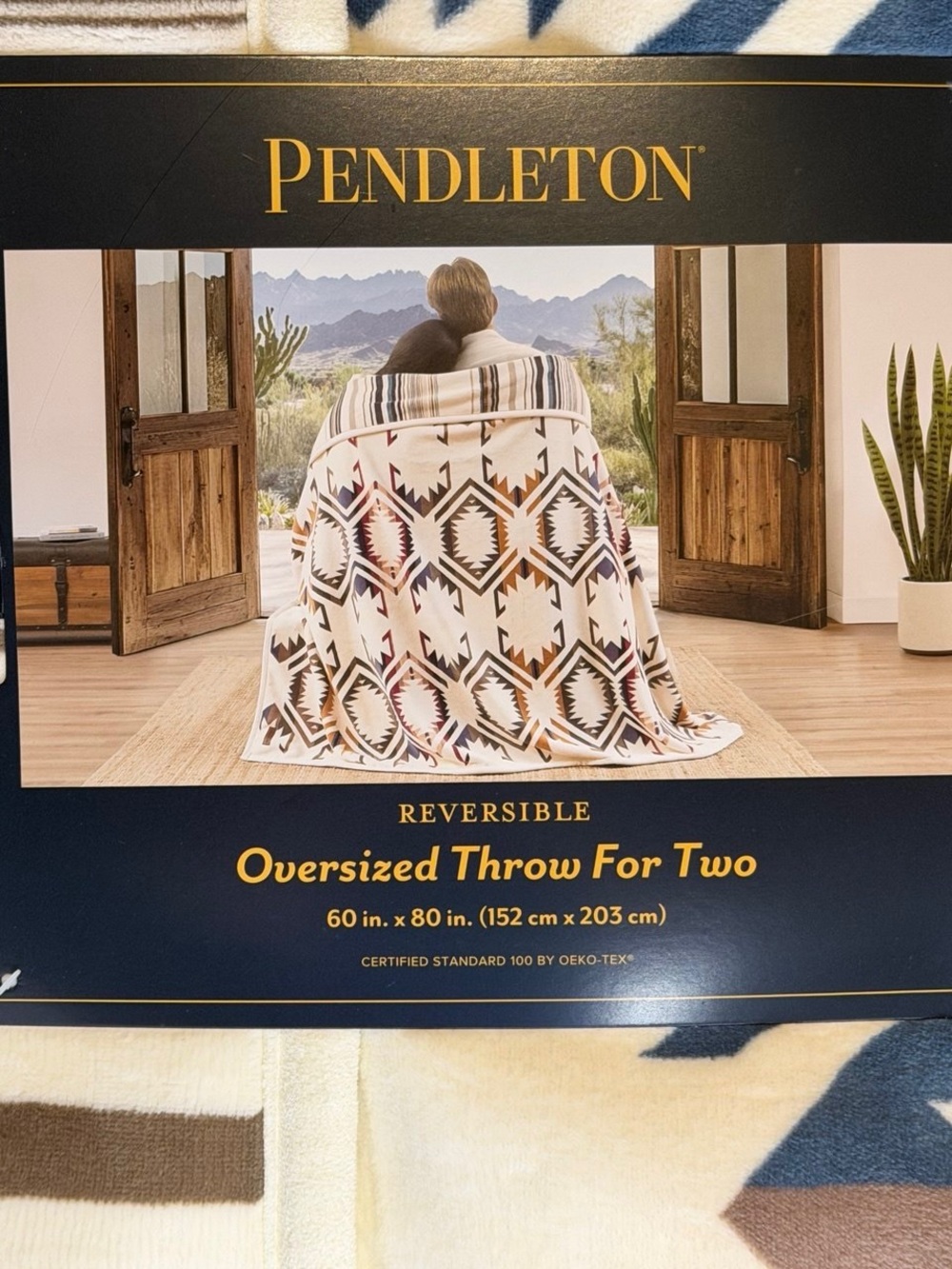 Pendleton Cream, Brown & Red Southwestern Reversible Throw